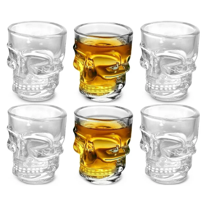 Whisky Beer And Wine - كأس برأس جمجمة إبداعي ، كوب
